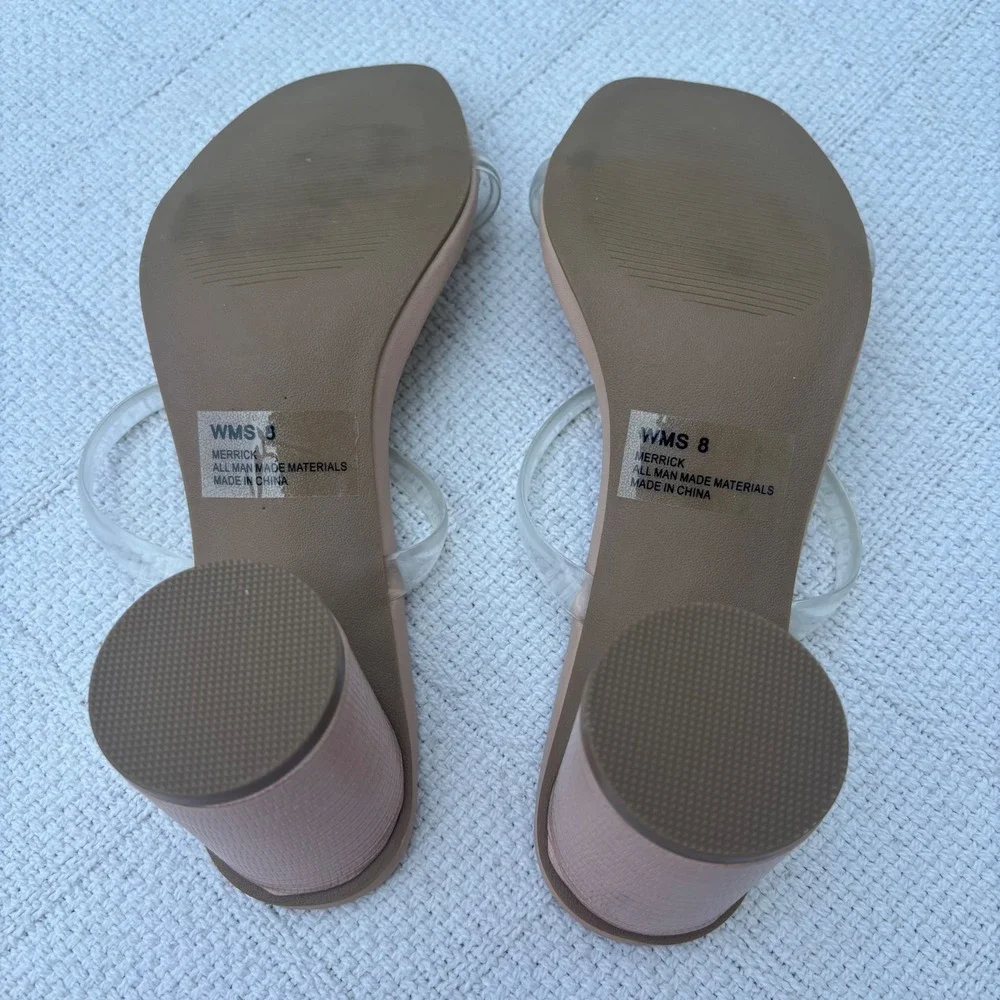 Women's 8 Dolce Vita Merrick Light Pink Embossed Clear Strap Heeled Sandals